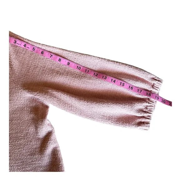 Madewell V-Neck Spring Blouse Textured Puff Sleeve Top Blush Pink Romantic XL - Picture 13 of 15